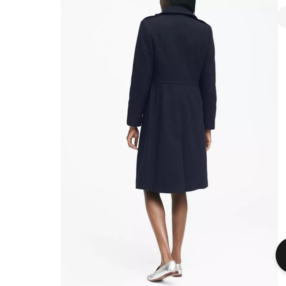 Banana Republic Wool Melton Militia Coat Navy Blue Size 4 - Picture 2 of 8